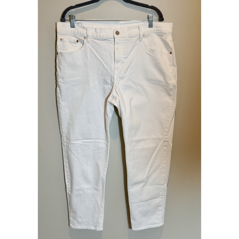 Gap Girlfriend Jeans Womens 16R Mid Rise Relaxed Straight Stretch White Denim